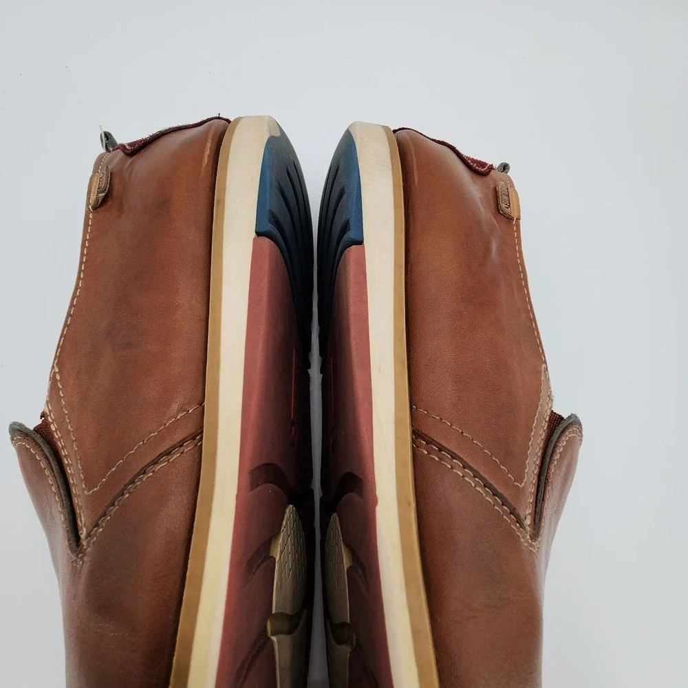Pikolinos Berna Leather Loafers Mens 44 (US 10-10.5) Brown Elastic Slip On Shoes
